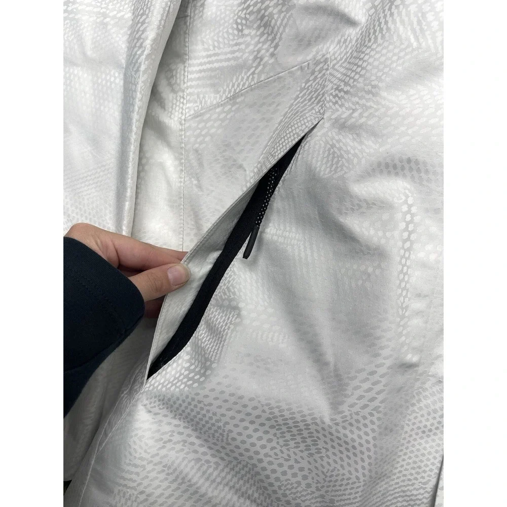 Nike Coat Mens Medium White Gray Full Zip Tech Jacket Winter Coat Rain 2000s